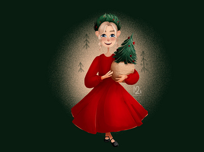Christmas girl art cartoon character character design cute design digital art illustration