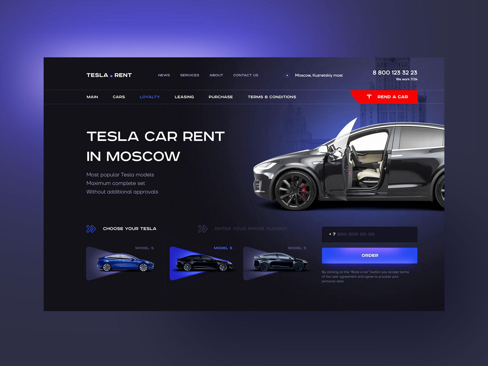 Tesla Car Rent Moscow by Aleksandra Ivanova on Dribbble
