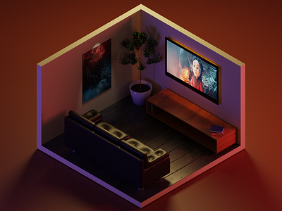3D Livingroom With Blender 3d 3d art 3d blender 3d shot app art blender design illustration ui vector