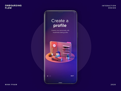 Onboarding Flow with 3D animation 3d animation app cartoon character cinema 4d dating fun graphic design illustration interaction minh pham mobile motion product design trending ui uiux vietnam