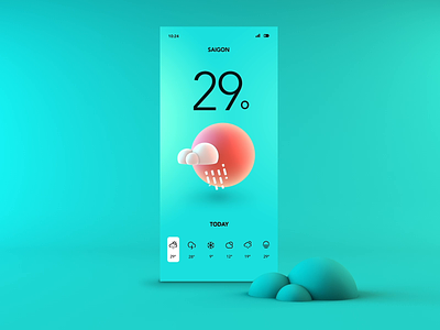 Weather App Visual Concept 3d animation app illustration interaction mobile product design ui ui design uiux ux vietnam