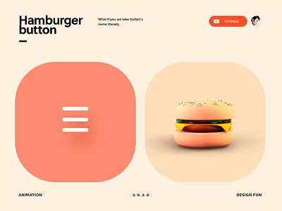 What if we take a hamburger button literally? 3d animation app button fun graphic icon illustration interaction motion ui vietnam