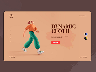 Animated character with dynamic cloth 3d animation graphic illustration landing page motion ui vietnam web