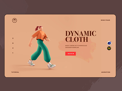 Animated character with dynamic cloth 3d animation graphic illustration landing page motion ui vietnam web