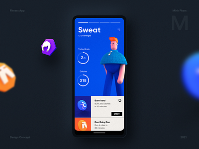 Gamified Fitness App Concept 3d app character concept design exercise fitness fun game gym illustration mobile ui ux vietnam