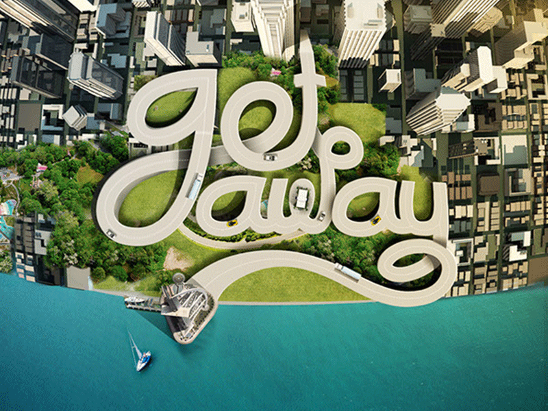 Get Away 3d cinema 4d city manipulation retouch typography vietnam