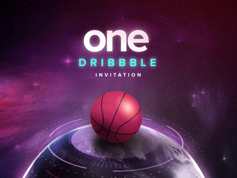 Dribbble Invitation 3d ball effect galaxy graphic design stars tech