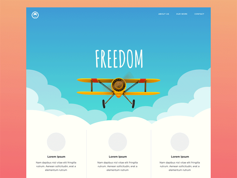 Landing Page Concept #3 animation cloud free landingpage motion plane sky ui vietnam web web design website