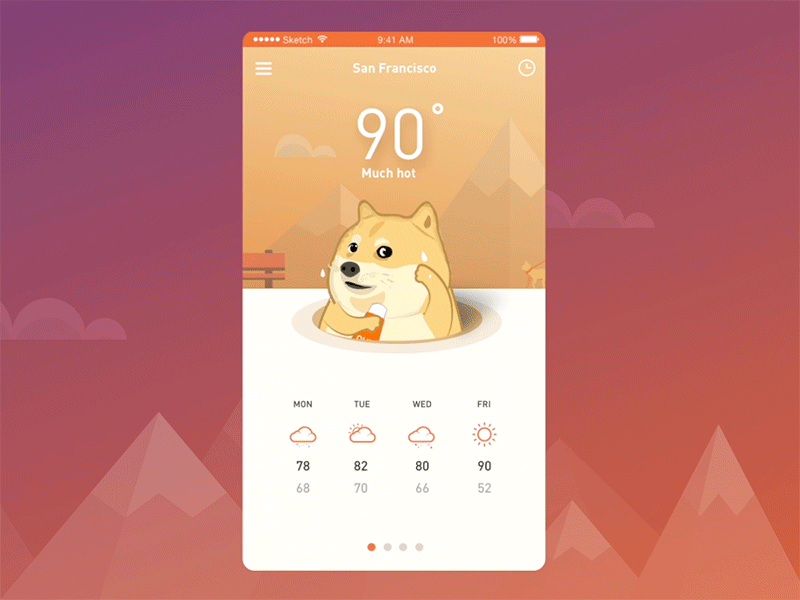Cloudy with a chance of Doge - Much Hot animal animation app dog doge fun mobile motion product ui vietnam weather