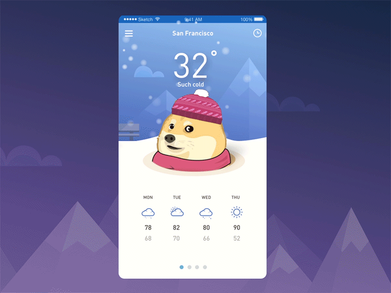 Cloudy with a chance of Doge - Such Cold app dog doge mobile ui ux vietnam weather winter