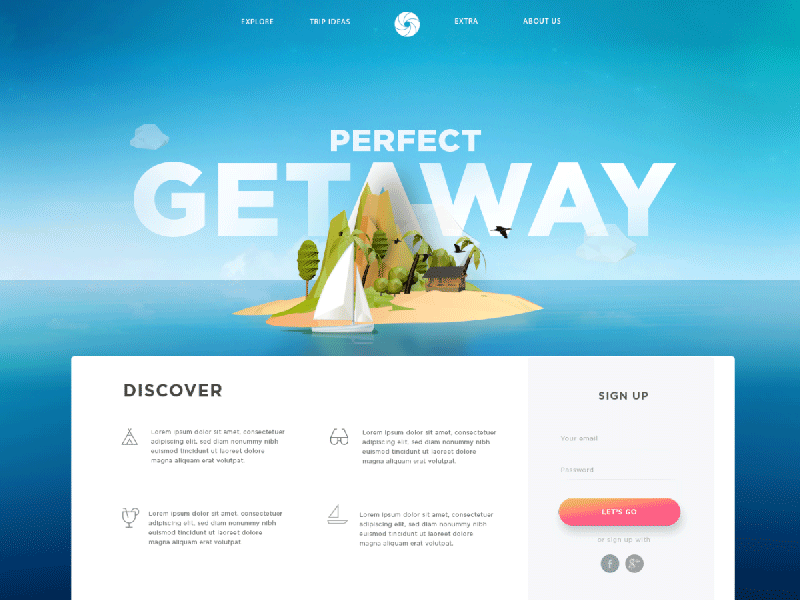 Landing Page Concept #4 3d banner island landing page motion travel ui vacation vietnam web