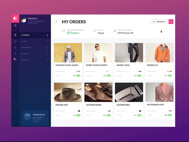 Costyle - Dashboard P1 app cards cloths commerce dashboard fashion graphic shopping ui ux vietnam web