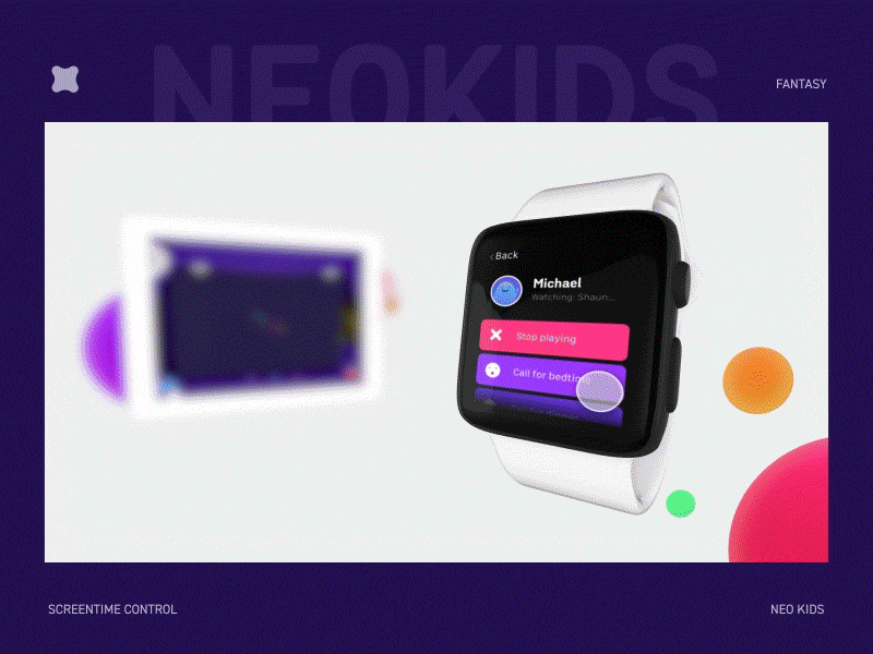 NEOKIDS - Screen Time Control animation app interaction interactive ipad mobile motion ui ux watch