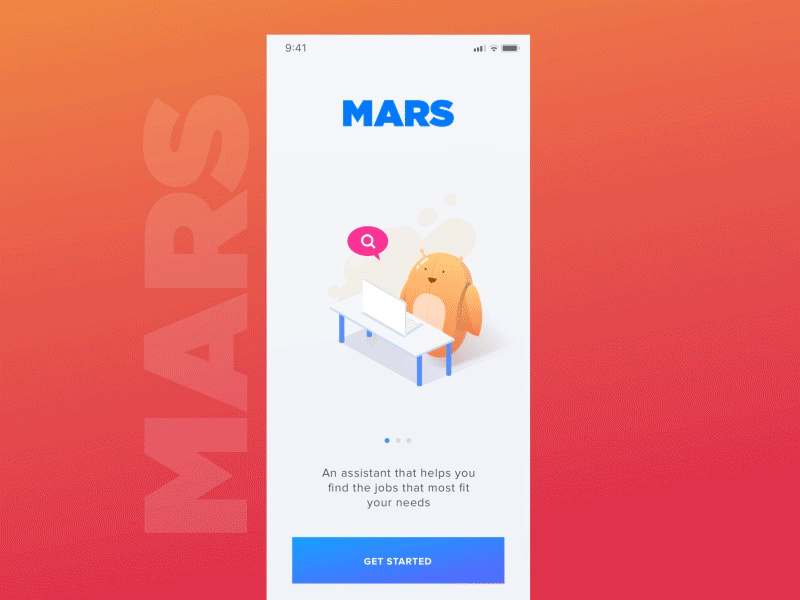 MARS - Welcome Screen animation character illustration interaction ios iphone mobile motion ui ux vietnam