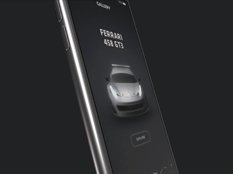 Cars Gallery Mobile 3d app interaction iphone mobile ui ux vietnam