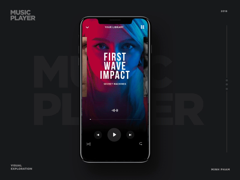 Music Player Transition animation carousel interaction ios mobile motion music swipe transition ui ux