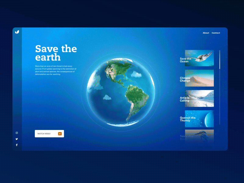 Save Earth 3d animation environment global globe graphic illustration motion ui ux vietnam web