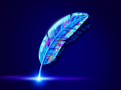 Feather Illustration blue feather colorful feather crystal art crystal feather digital artist feather feather illustration glowing feather glowing illustration illustration kazi abdullah al mamun