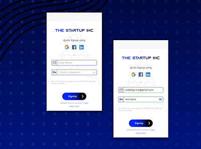 Signup mobile app form dailyui mobile app sign up signup form startup ui