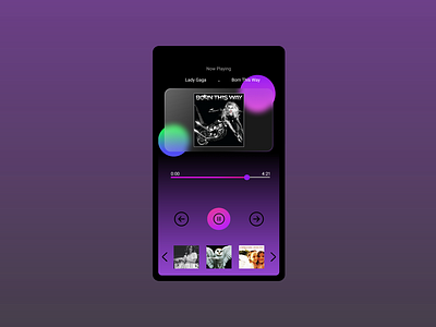 Music player mock-up featuring glassmorphism.