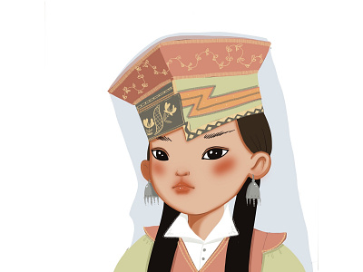 Kalmyk girls character illustration