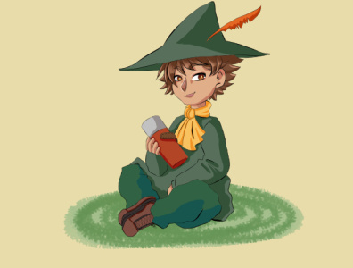 Snufkin - hydrate sticker anime comic design drawing fan art fanart icon illustration moomins painting the moomins