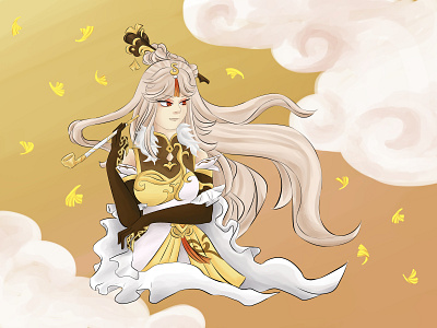 Ningguang - flowing wind anime design drawing fan art fanart game games genshin impact genshinimpact illustration painting