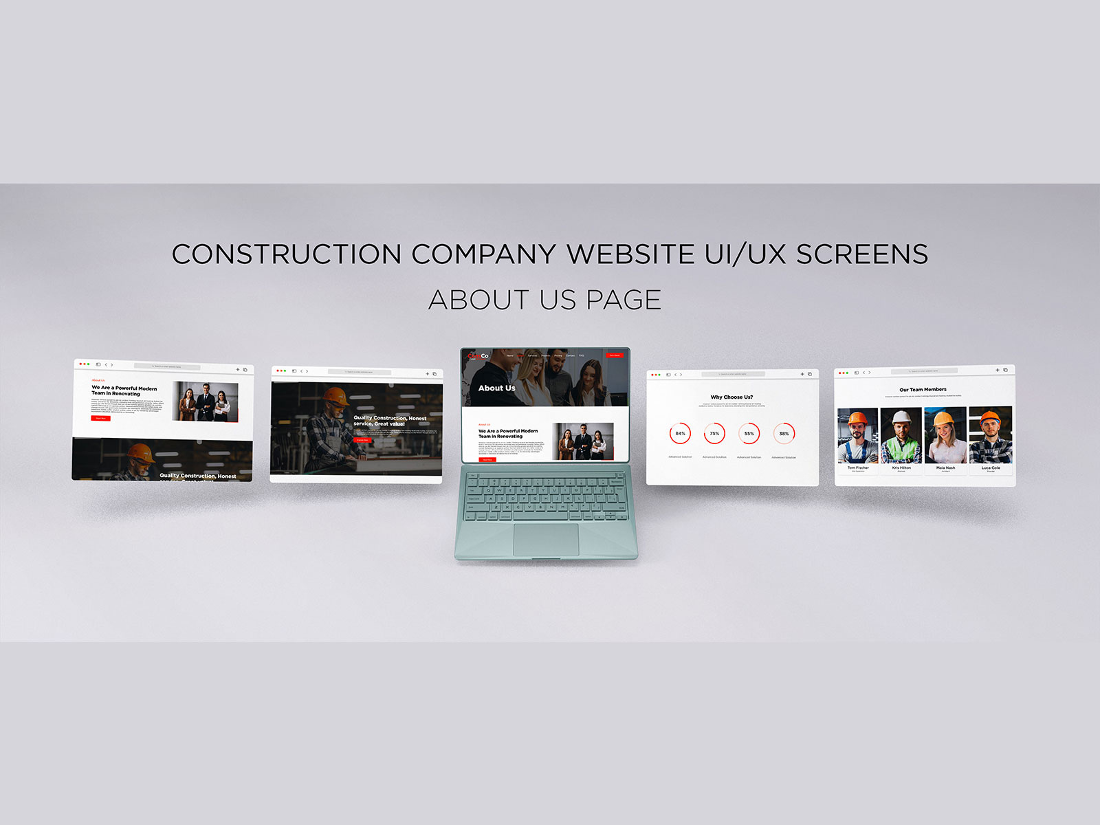 CONSTRUCTION WEBSITE UI/UX ABOUT US PAGE SCREEN by Shehryar Anees on ...