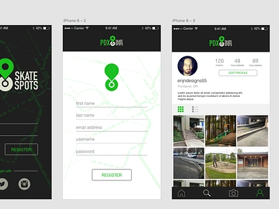 PDX SS UI/UX adobexd skate skateboarding spots uiux