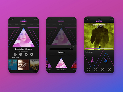 3 Screens gradient icons media music photography social ui