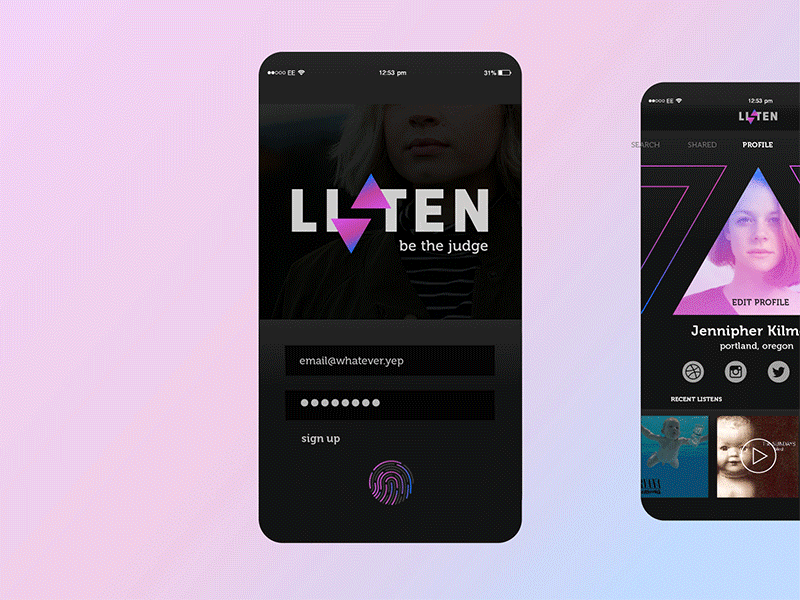 Music gif icons layout mobile music shapes ui