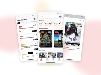 Breaking Sports Cards app baseball basketball design sport ui ux