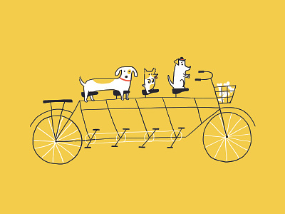 Joyride artcrank bike bones cycle dogs illustration joyride poster short tandem yellow