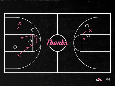 Thanks basketball black chalk pink thanks