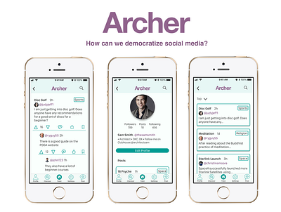 Archer (Mobile App) app design mobile prototype social media