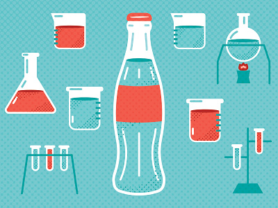 Soda Science beaker bottle experiment halftone laboratory science soda
