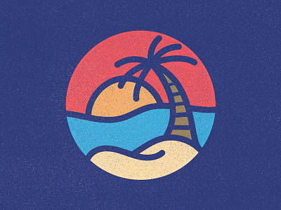 Vibes beach icon illustration island negative ocean palm tree sand sunset texture water