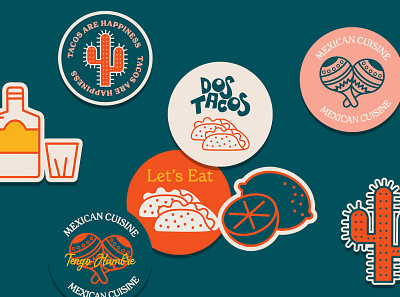 Brand Identity Elements brand elements branding design foodtruck graphic design icons illustration logotype mexican food mexican restaurant restaurant branding stickers vector
