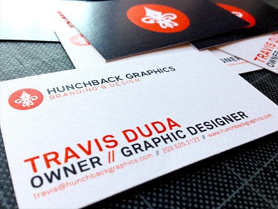 Business Card Overhaul brand business card clean hunchback logo orange simple white