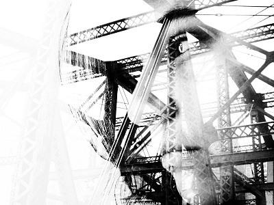 Constructed construction contrast double exposure experiment girder photography woman