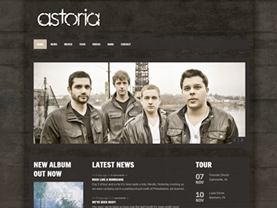 Astoria Website astoria band music rock site web web site wood wordpress cms