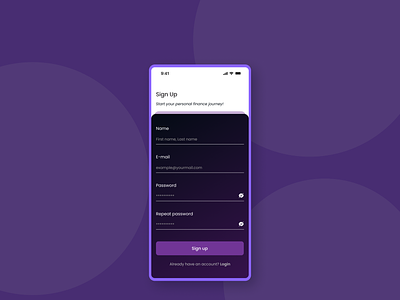 Daily UI day 01- Sign up page app daily ui design ui