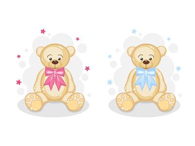Cute teddy bear. baby baby shower bar bear birthday blue bow child cute decorative design illustration party pink teddy toy vector