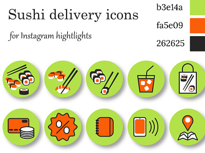 Sushi delivery icons