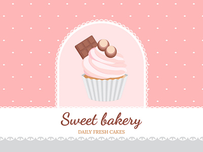 Cupcake poster for web bakery branding cupcake cute design food illustration sweet tasty vector yummy