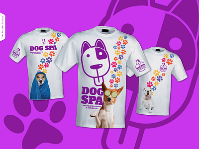 Dog Spa / Camiseta. brand branding bulldog camiseta design diseño gráfico dog graphic design mascotas pets polera purple spa t shirt