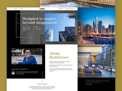 Hydegrove Website corporate home page landing page minimal real estate typography. web design website