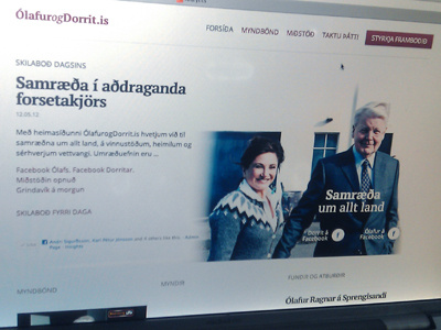 Campaign website for the president of Iceland socialmedia wordpress