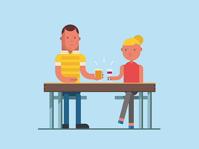 Speed Dating 2d characters cheers date flat girl guy illustration vector