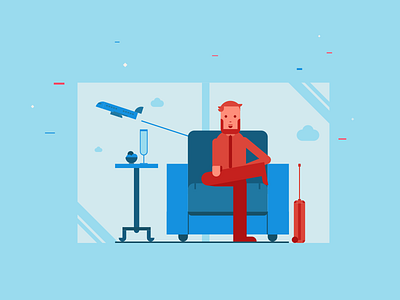 Relax In Lounge air character flying illustration lounge plane